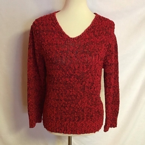 Vintage 80s fuzzy red n black sweater - Picture 7 of 9